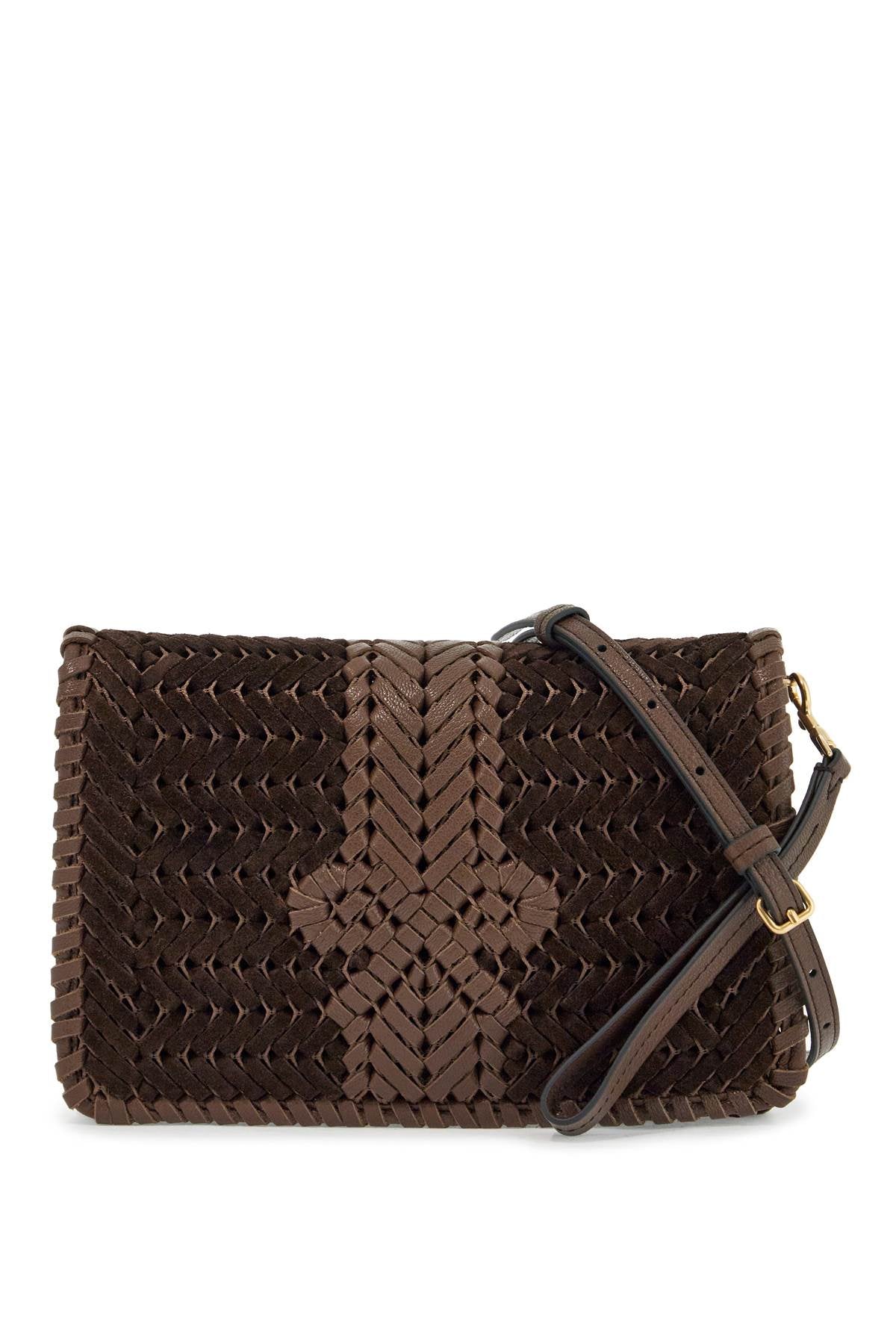 ANYA HINDMARCH Woven Mini Crossbody Handbag with Central Bow Motif