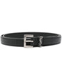 SAINT LAURENT PARIS Squared Buckle Smooth Leather Thin Belt - 2 cm Height