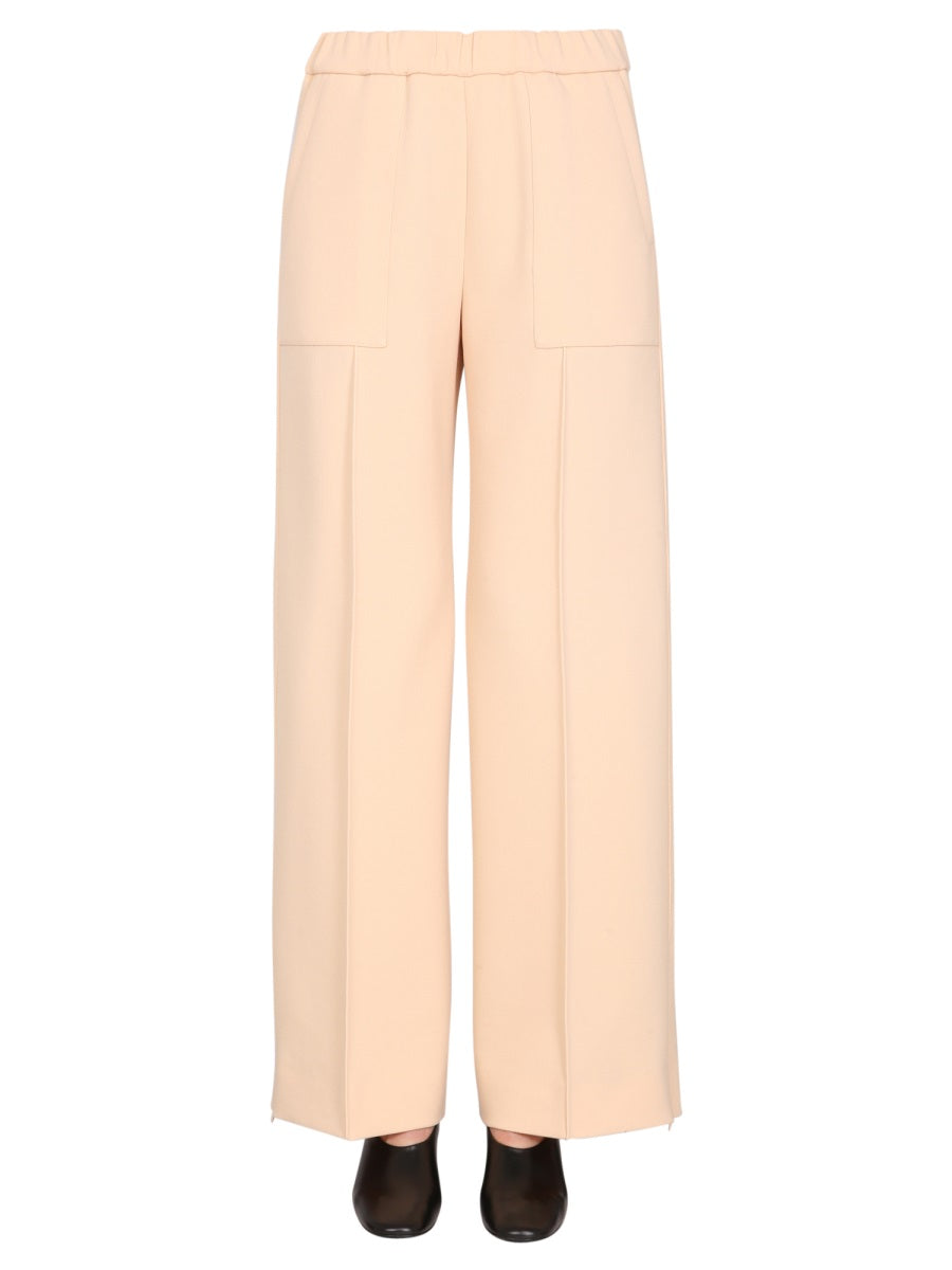 JIL SANDER Chic Women's Wool Trousers with Elasticized Waist and Zip Closure