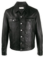 SAINT LAURENT Men's Leather Jacket with Adjustable Waist - Size IT 48