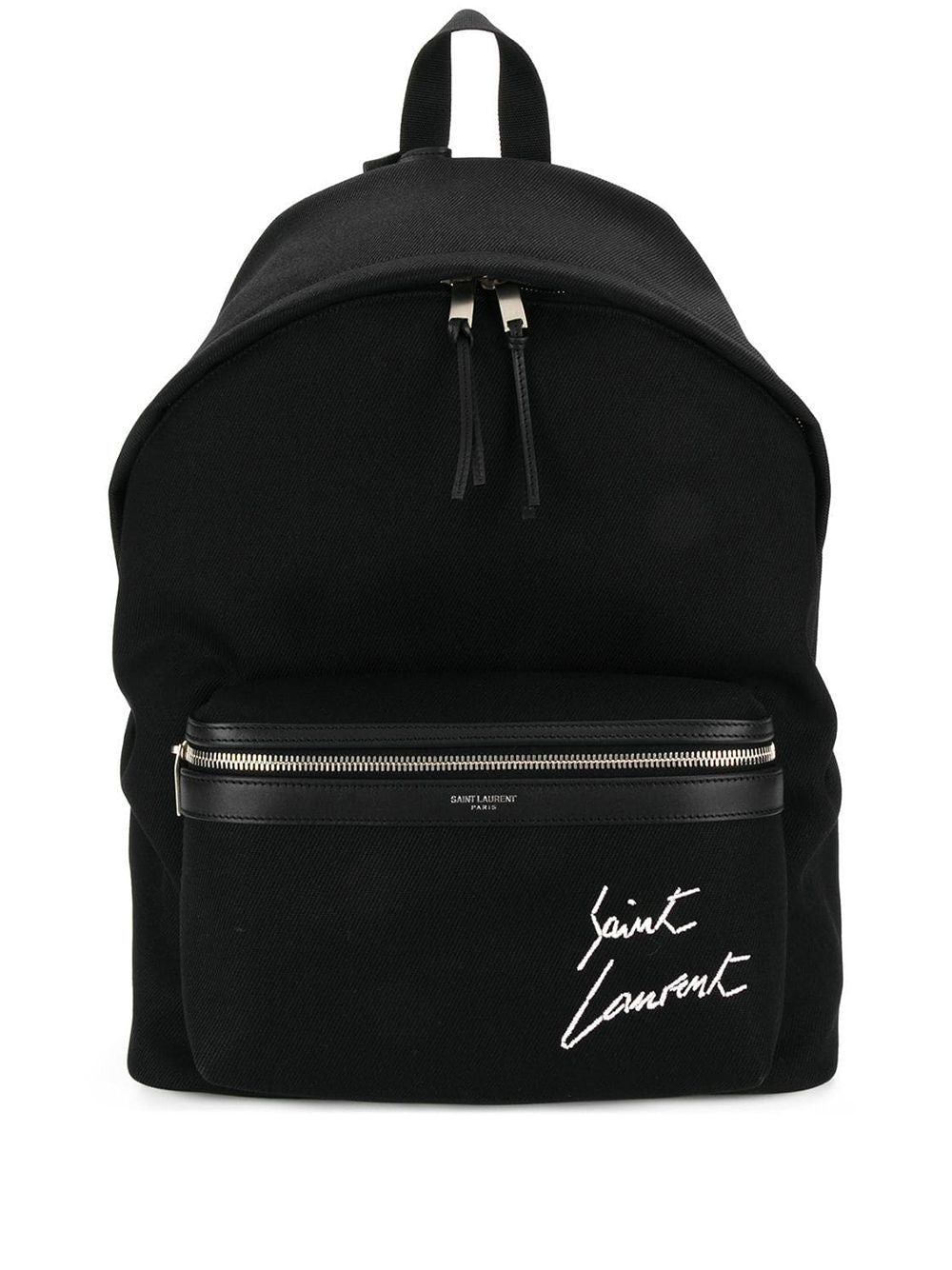 SAINT LAURENT City Backpack with Embroidered and Leather Trim - Mini Size