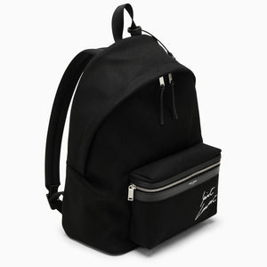 SAINT LAURENT City Backpack with Embroidered and Leather Trim - Mini Size