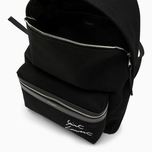 SAINT LAURENT City Backpack with Embroidered and Leather Trim - Mini Size