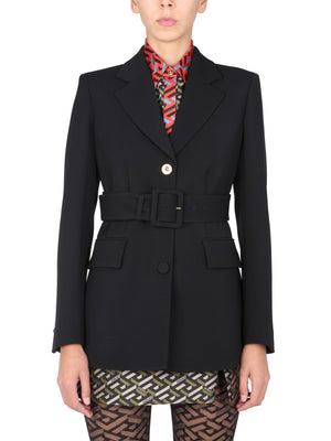 VERSACE Elegant Women's Single-Breasted Jacket with Medusa Button