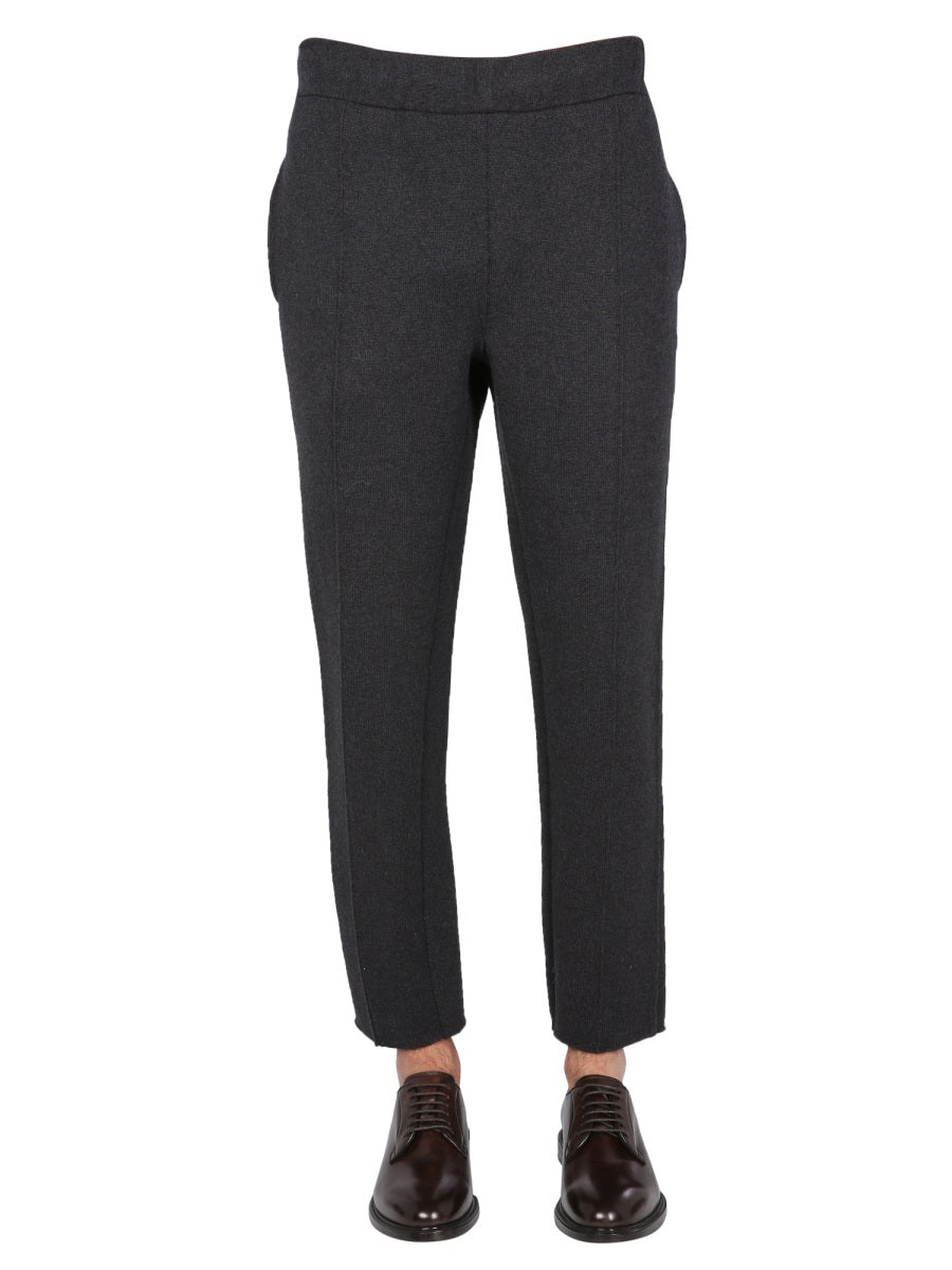 ERMENEGILDO ZEGNA Double Knit Jogging Pants with Elastic Waist