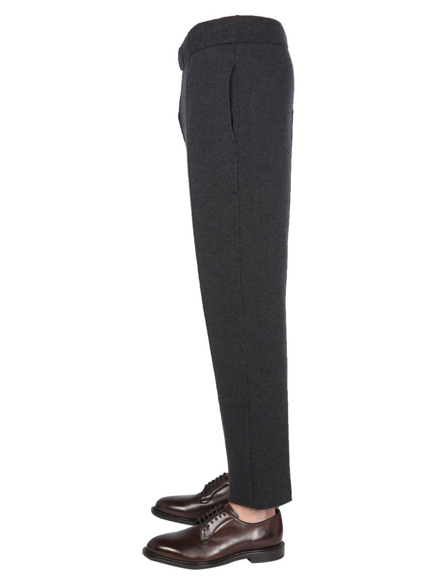 ERMENEGILDO ZEGNA Double Knit Jogging Pants with Elastic Waist