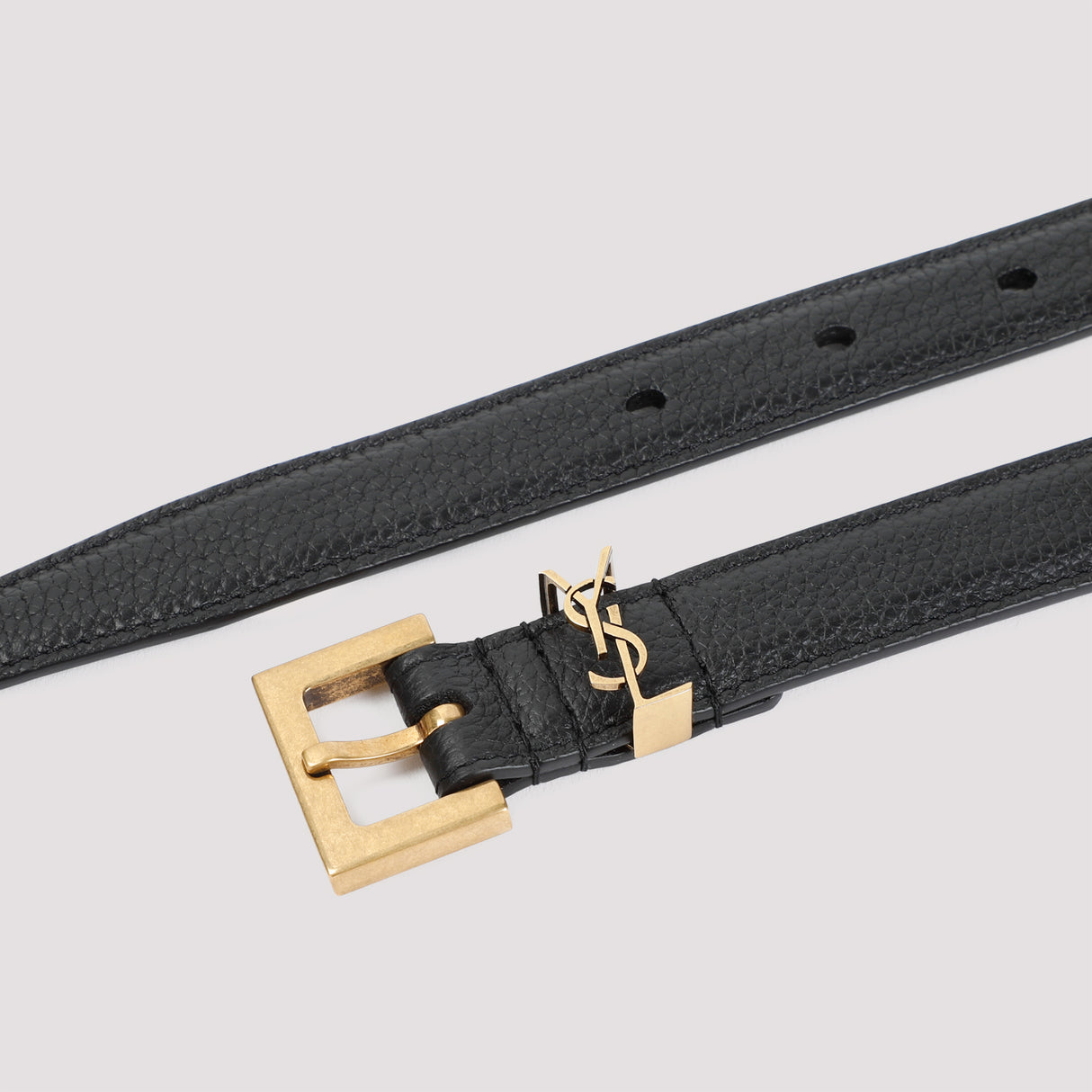 SAINT LAURENT Grained Leather Belt - 2cm Width