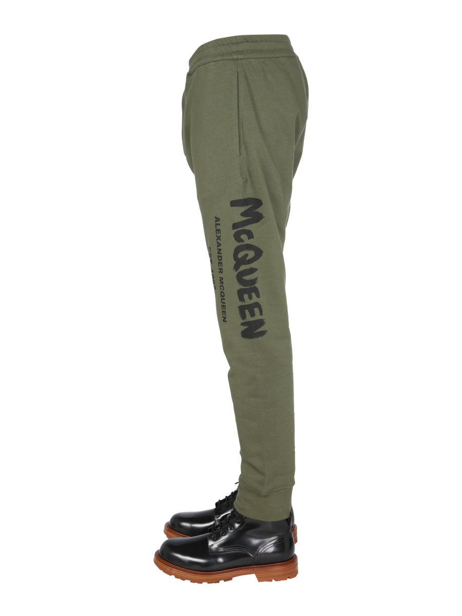 ALEXANDER McQUEEN Graffiti Logo Jogging Pants - Men’s Comfortable Fit