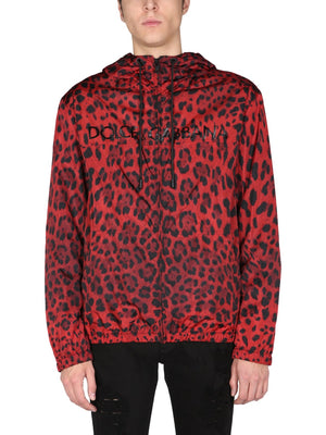 DOLCE & GABBANA Men's Animal Print Sports Jacket with Drawstring Hood