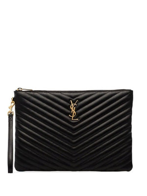 SAINT LAURENT Quilted Leather Tablet Sleeve