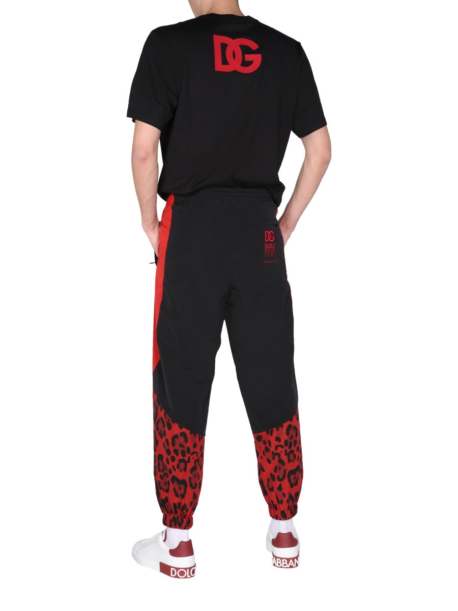 DOLCE & GABBANA Men's Animal Print Jogging Pants with Elastic Waist