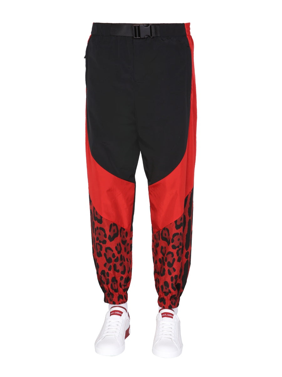 DOLCE & GABBANA Men's Animal Print Jogging Pants with Elastic Waist