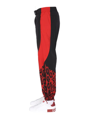 DOLCE & GABBANA Men's Animal Print Jogging Pants with Elastic Waist