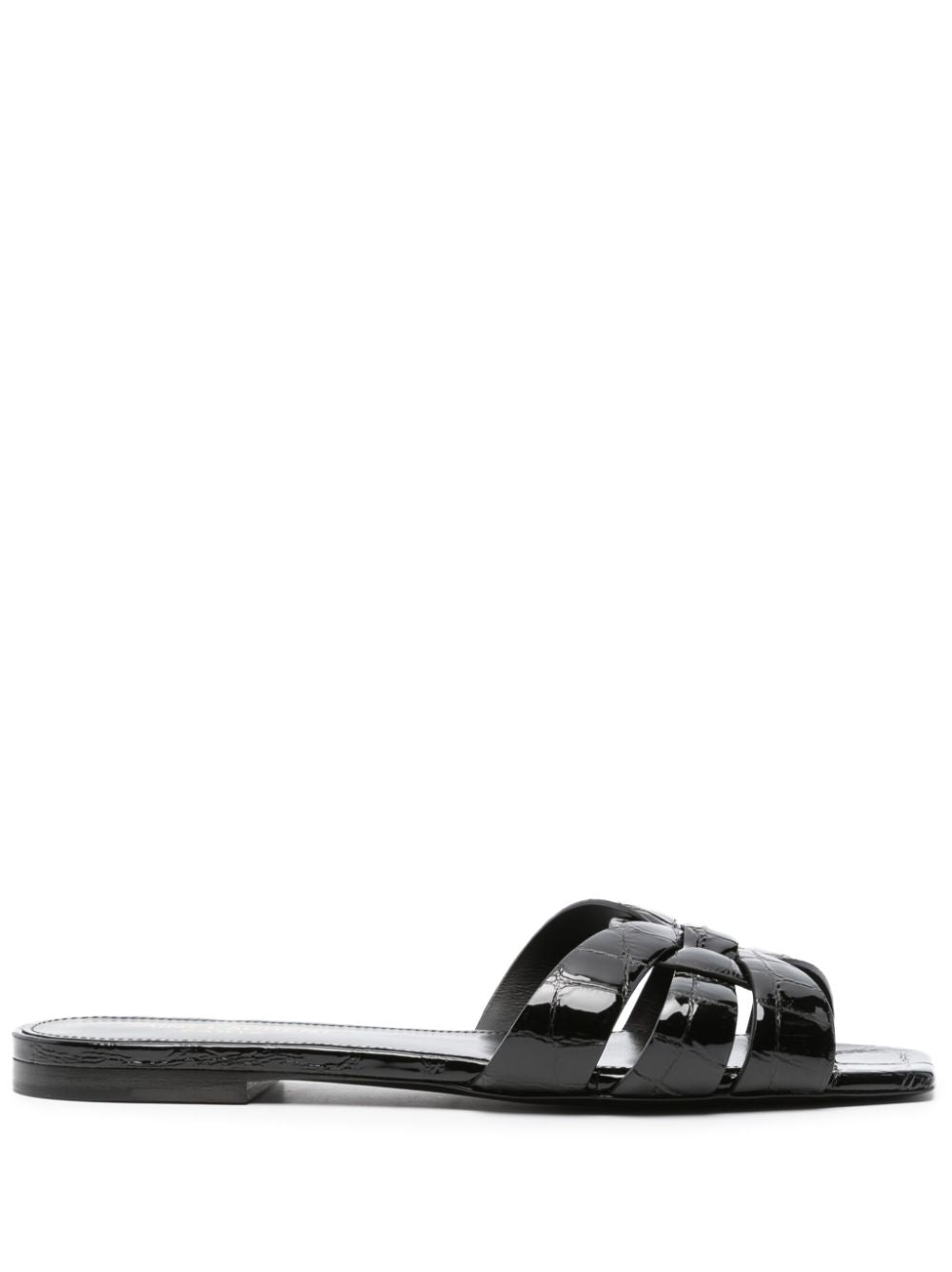 SAINT LAURENT Leather Slide Sandals - Size 05