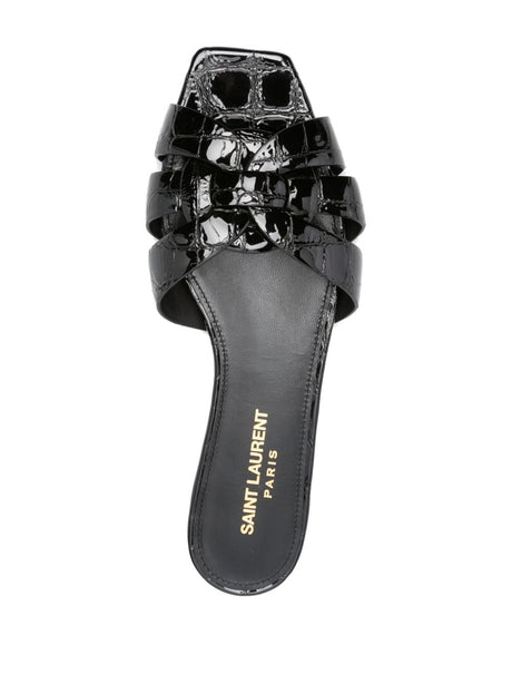 SAINT LAURENT Leather Slide Sandals - Size 05