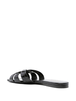 SAINT LAURENT Leather Slide Sandals - Size 05