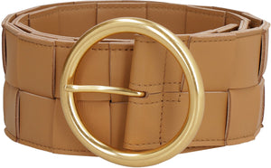 BOTTEGA VENETA Elegant Leather Belt with Intrecciato Detail - 6 CM Height