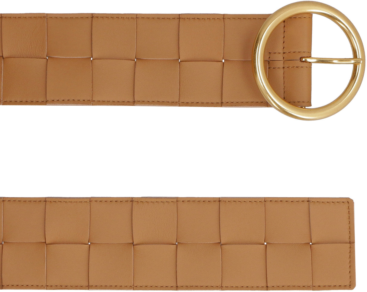 BOTTEGA VENETA Elegant Leather Belt with Intrecciato Detail - 6 CM Height