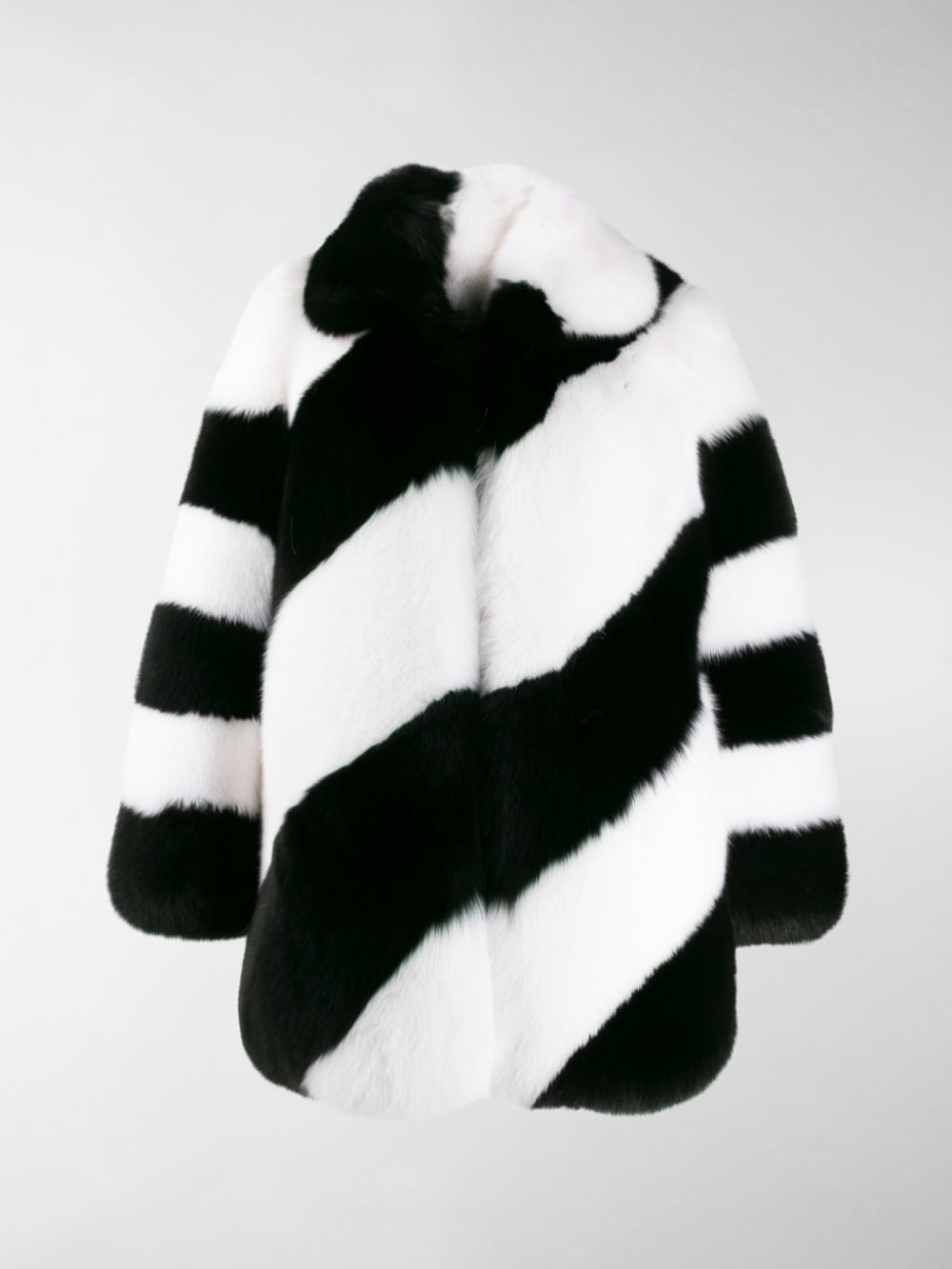 SAINT LAURENT Fur Diagonal Striped Mini Jacket