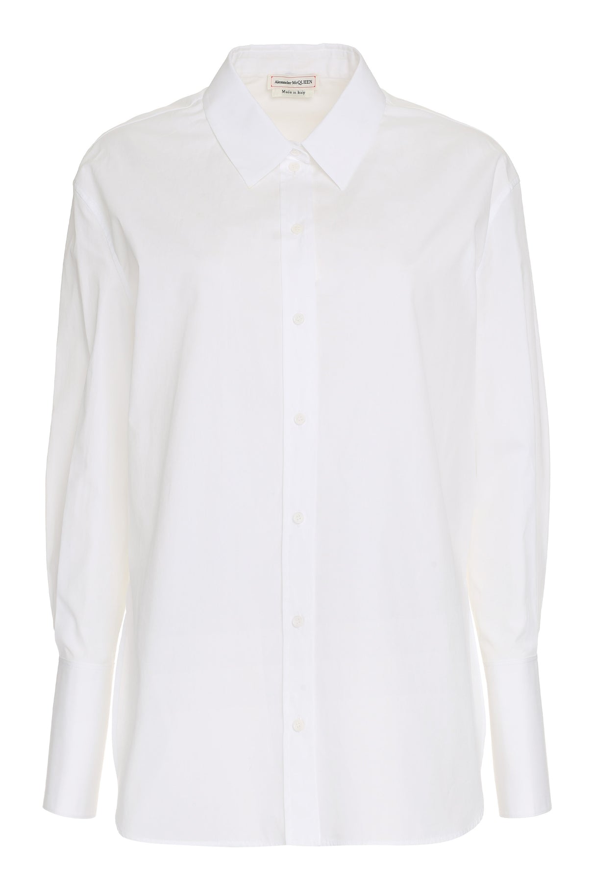 ALEXANDER MCQUEEN Cotton Poplin Shirt with Rounded Hem