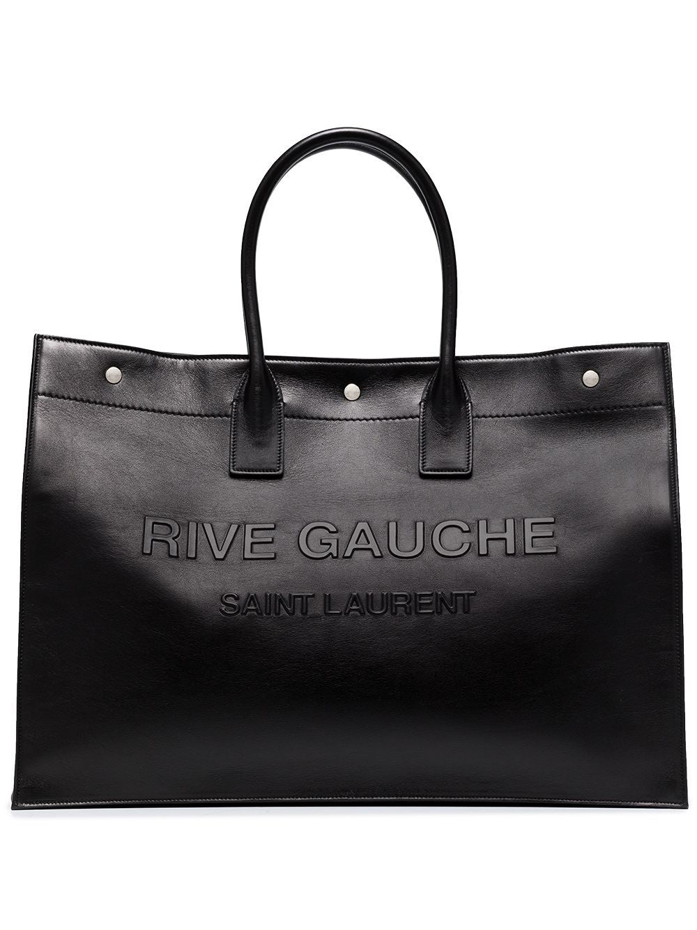 SAINT LAURENT Stylish Black Rive Gauche Print Tote Bag - FW23 Collection