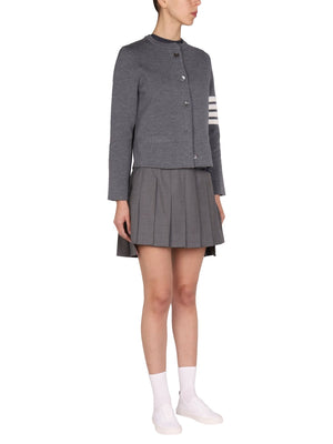 THOM BROWNE Pleated Mini Skirt with Side Button Closure