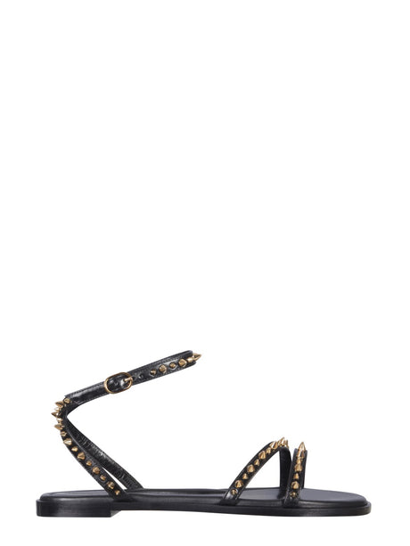 ALEXANDER McQUEEN Studded Sandals with Leather Sole - 1 CM