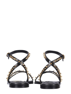 ALEXANDER McQUEEN Studded Sandals with Leather Sole - 1 CM