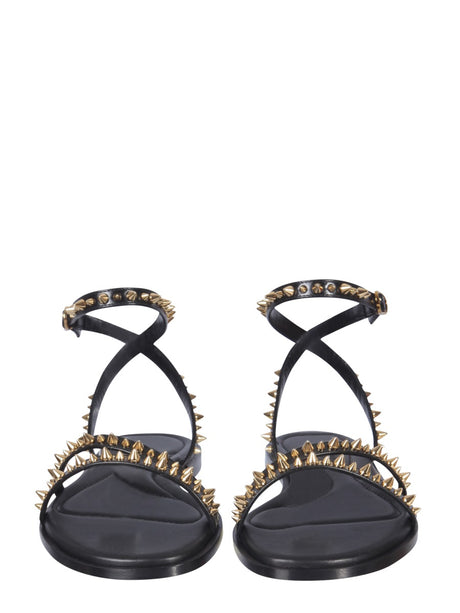 ALEXANDER McQUEEN Studded Sandals with Leather Sole - 1 CM