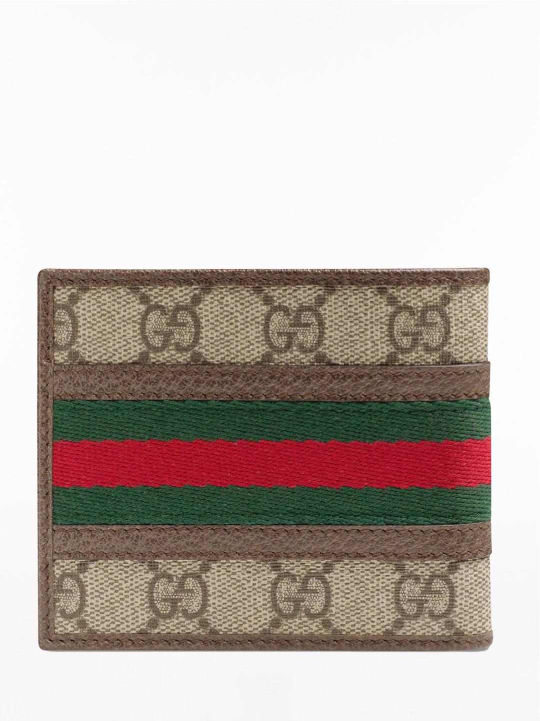 GUCCI Beige and Ebony GG Supreme Canvas Wallet with Green and Red Web for Men's Fashion