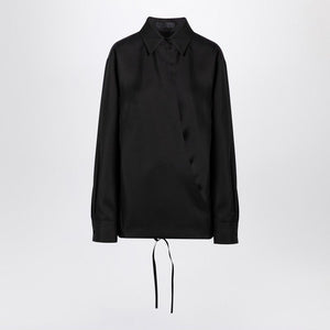 VALENTINO Drawstring Black Shirt with Classic Collar for Women