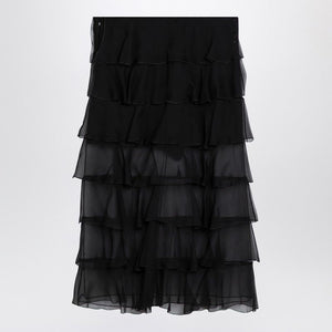 VALENTINO Mini Silk Chiffon Skirt with Ruffle Detail