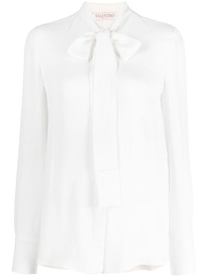 VALENTINO Natural Mini Shirt with Knot at the Neck