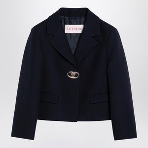 VALENTINO Single-Breasted Mini Wool Crop Jacket