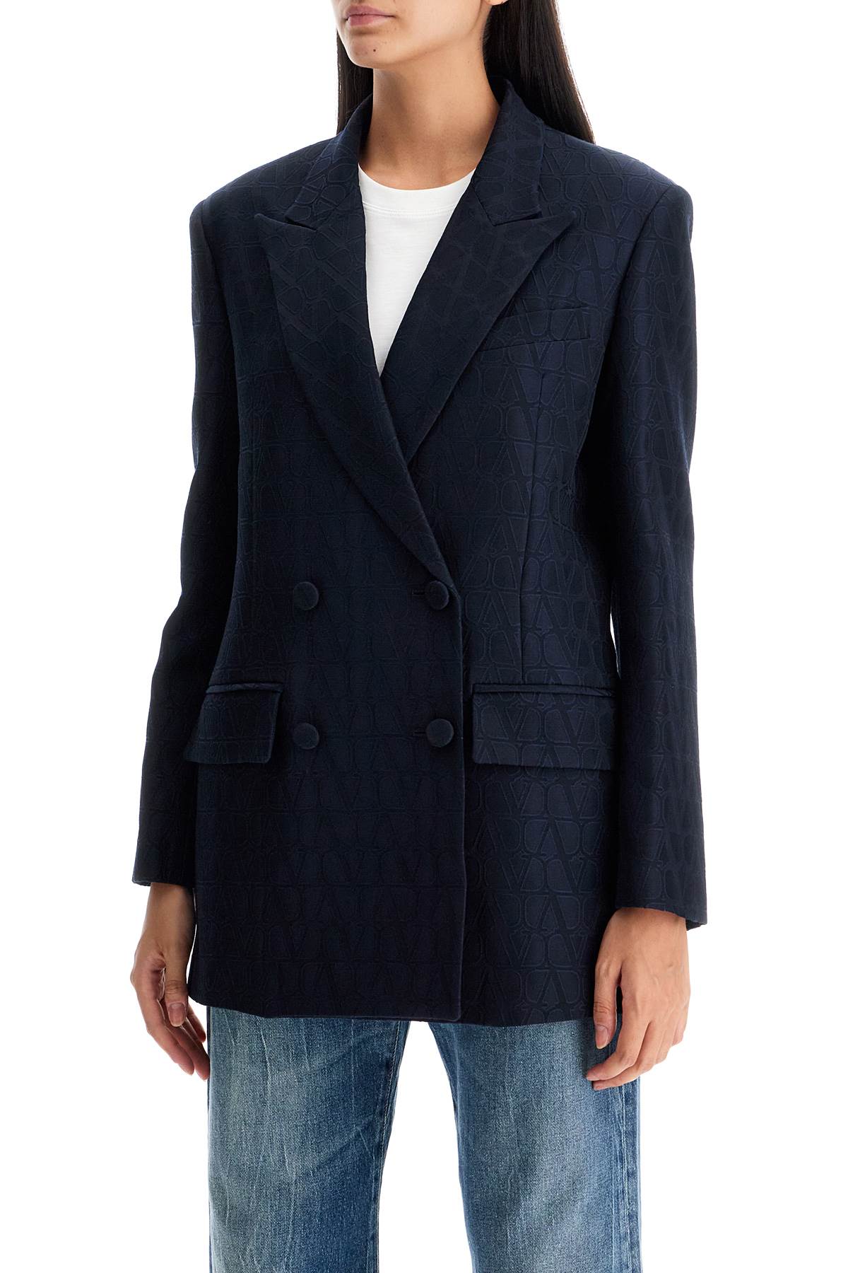 VALENTINO GARAVANI Elegant Double-Breasted Wool-Silk Blazer