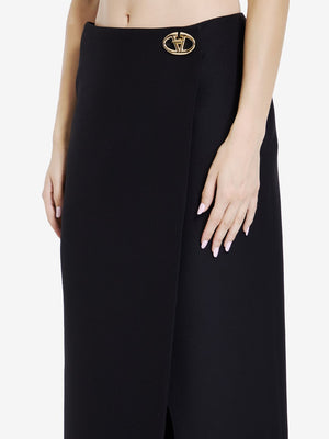 VALENTINO GARAVANI Elegant Long Skirt with Statement Wrap Closure and Front Slit