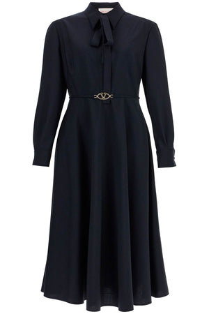 VALENTINO GARAVANI Elegant Wool Dress with Long Sleeves and Golden Belt