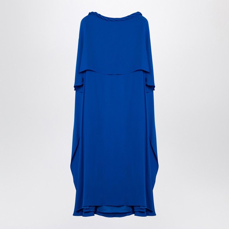 VALENTINO Silk Midi Dress with Back Cape Detail