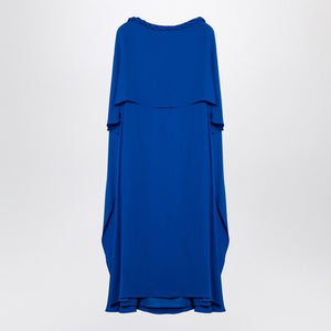 VALENTINO Silk Midi Dress with Back Cape Detail