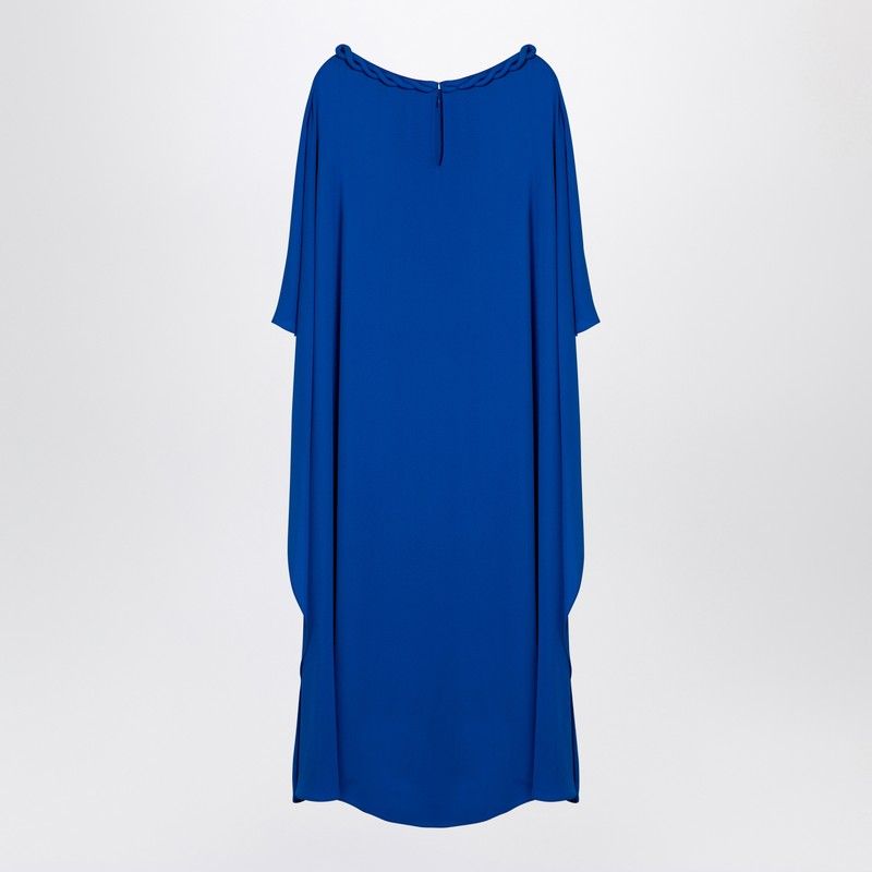 VALENTINO Silk Midi Dress with Back Cape Detail