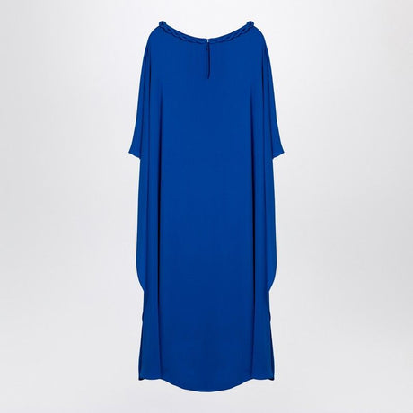 VALENTINO Silk Midi Dress with Back Cape Detail