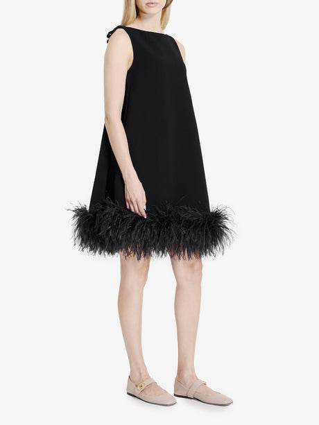 VALENTINO GARAVANI Chic Sleeveless Mini Dress with Feather Hem