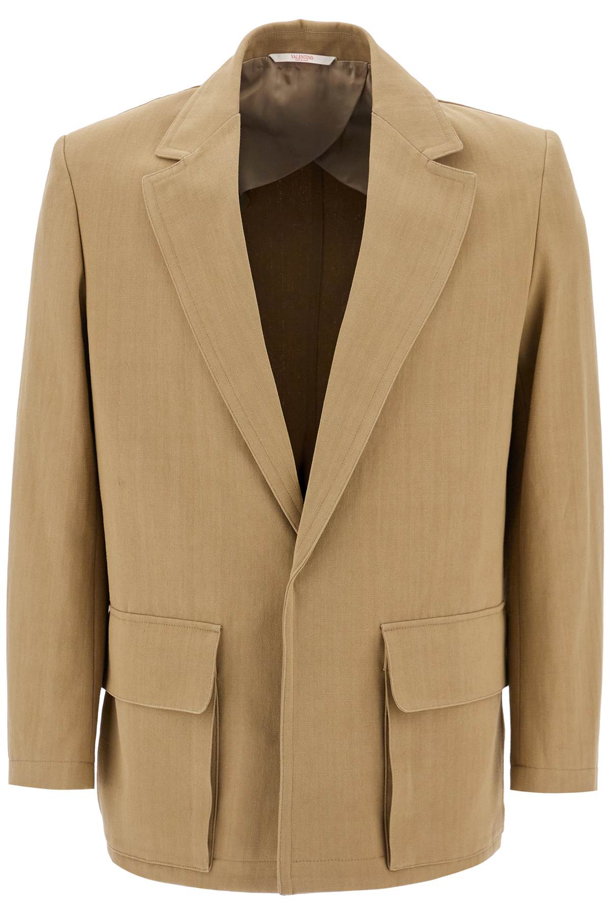 VALENTINO GARAVANI Single-Breasted Canvas Jacket - Comfortable Fit IT 48