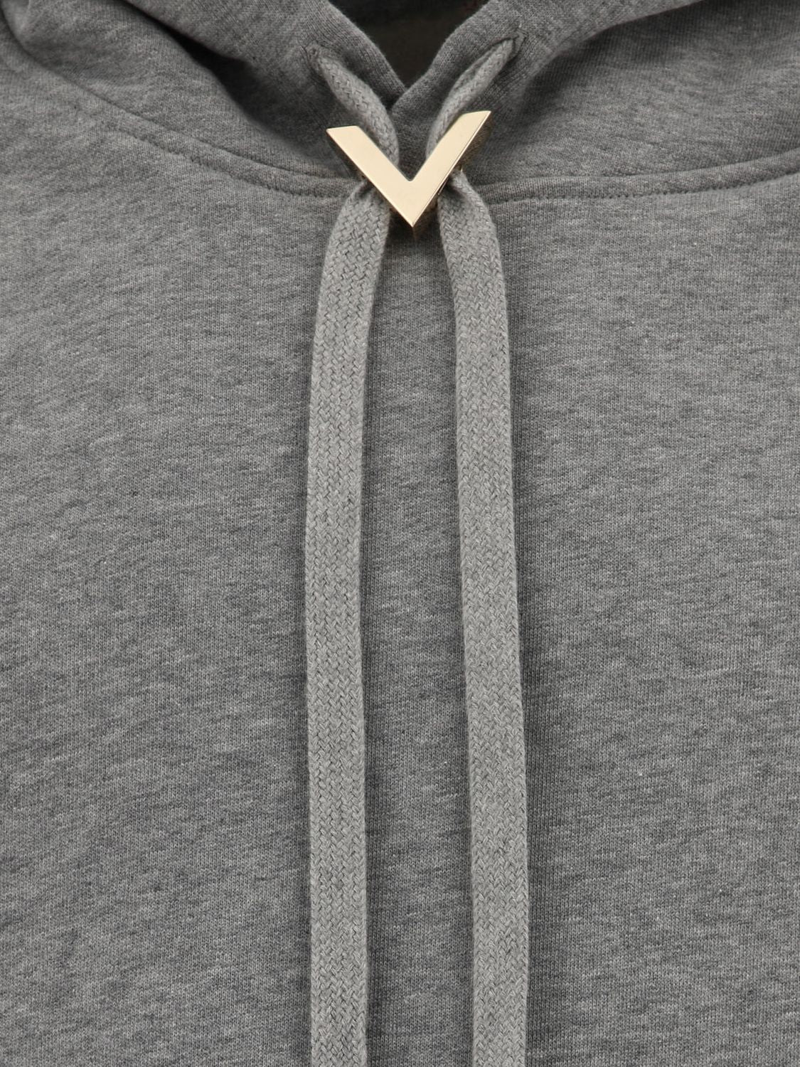 VALENTINO Relaxed Fit Hoodie with Metallic V Detail