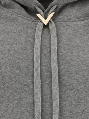 VALENTINO Relaxed Fit Hoodie with Metallic V Detail