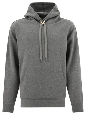 VALENTINO Relaxed Fit Hoodie with Metallic V Detail