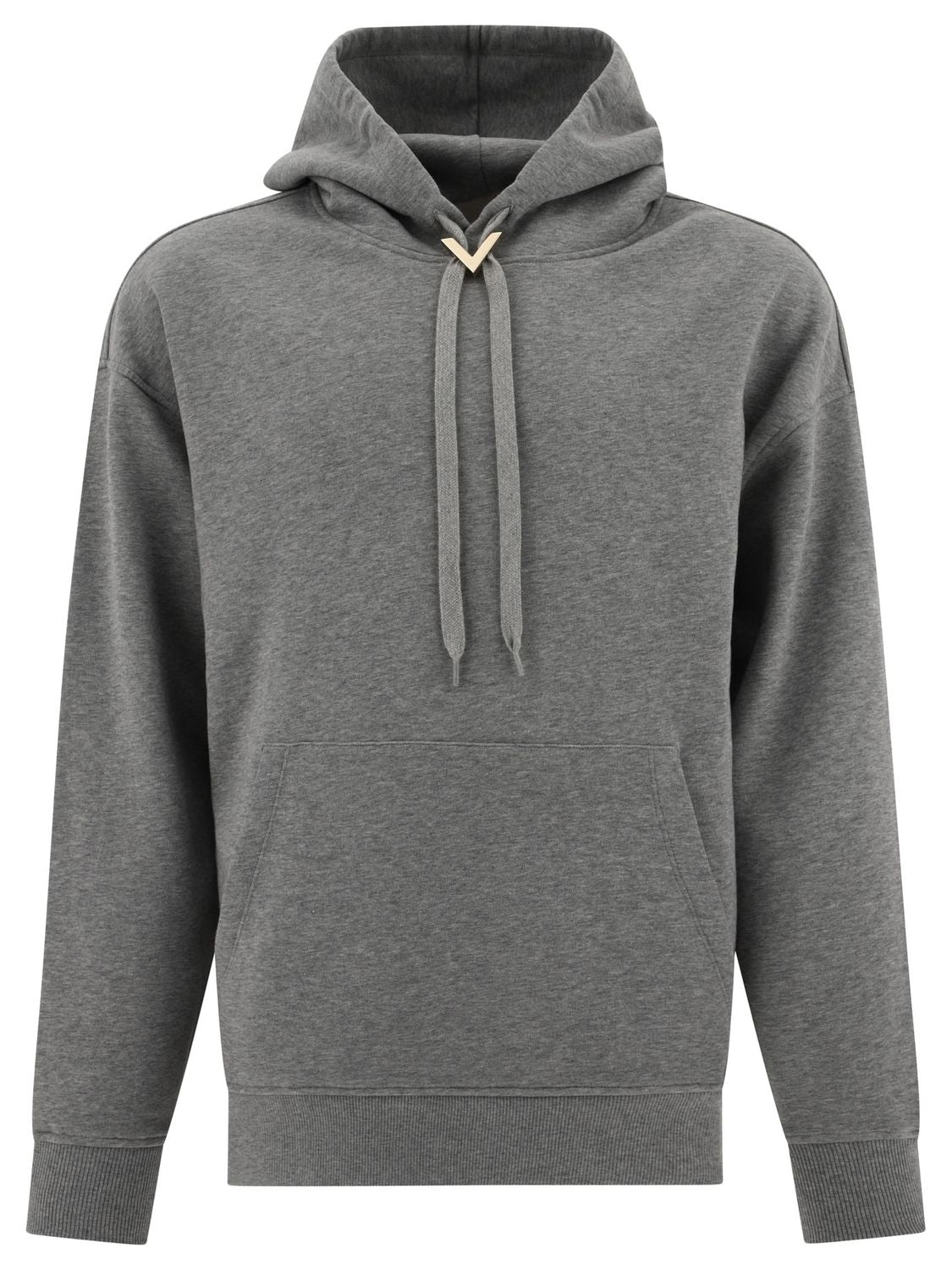 VALENTINO Relaxed Fit Hoodie with Metallic V Detail