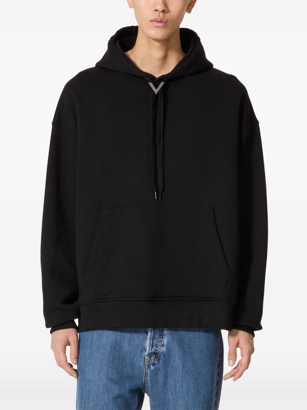 VALENTINO GARAVANI Men's Semi-Overfit Hoodie with Metallic V Detail