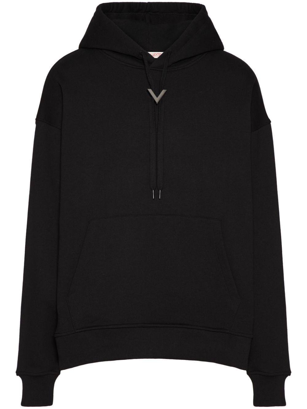 VALENTINO GARAVANI Men's Semi-Overfit Hoodie with Metallic V Detail