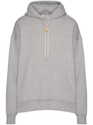 VALENTINO Relaxed Fit Hoodie with Metallic V Detail